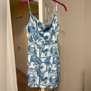 Blue and white mini dress back zip closure brand new with tags vacation dress